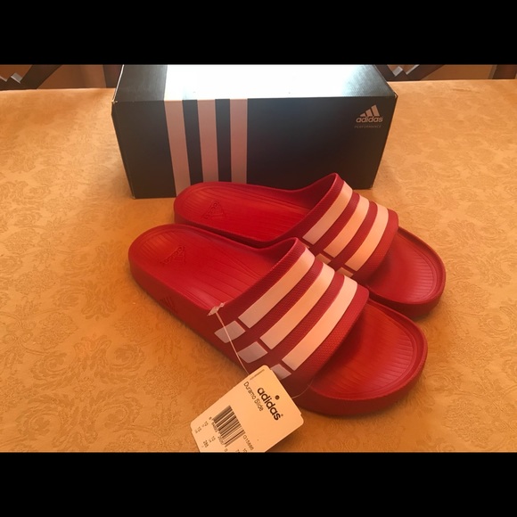 red adidas duramo slides